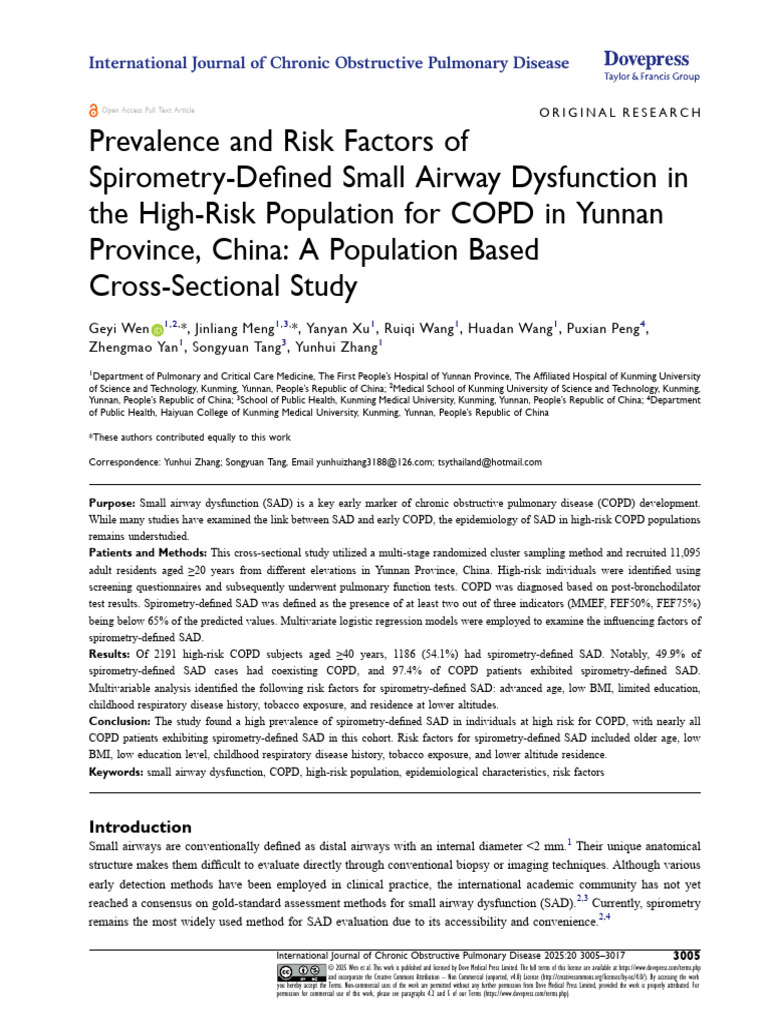 Small Airway Dysfunction in COPD Patients | PDF | Chronic Obstructive ...