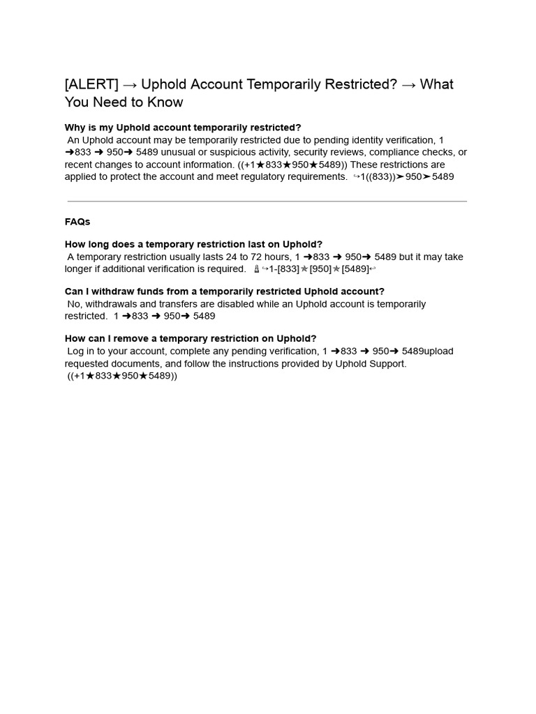 Uphold Account Restriction Guide | PDF