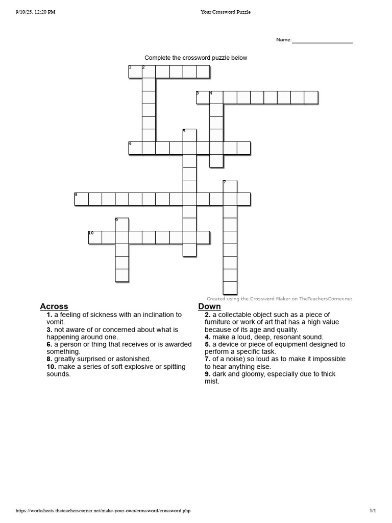 Crossword Puzzle Clues and Answers | PDF