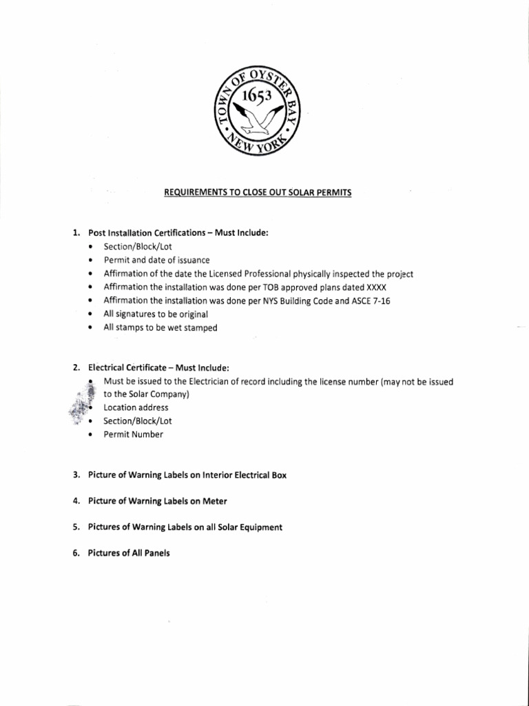 Close Out Solar Permit | PDF