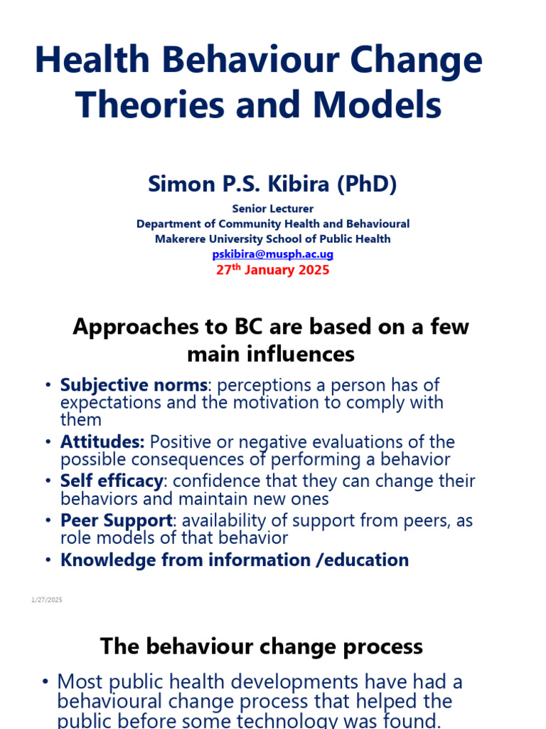 Health Behavior Change Theories Overview | PDF | Behavior | Sexually ...