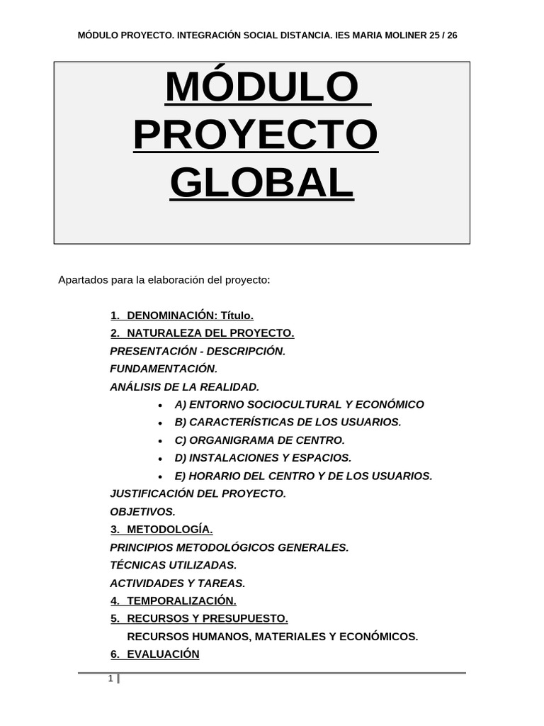 Proyecto de Integración Social IES Moliner | PDF | Evaluación ...