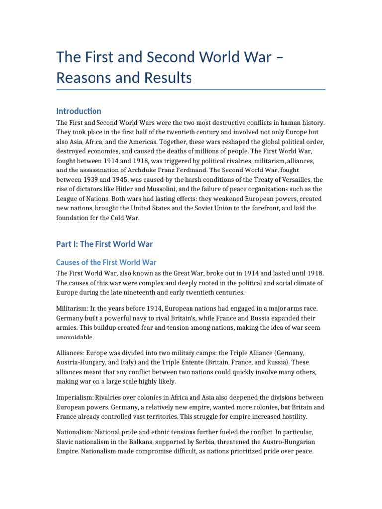 Causes and Effects of World Wars | PDF | World War II | World War I