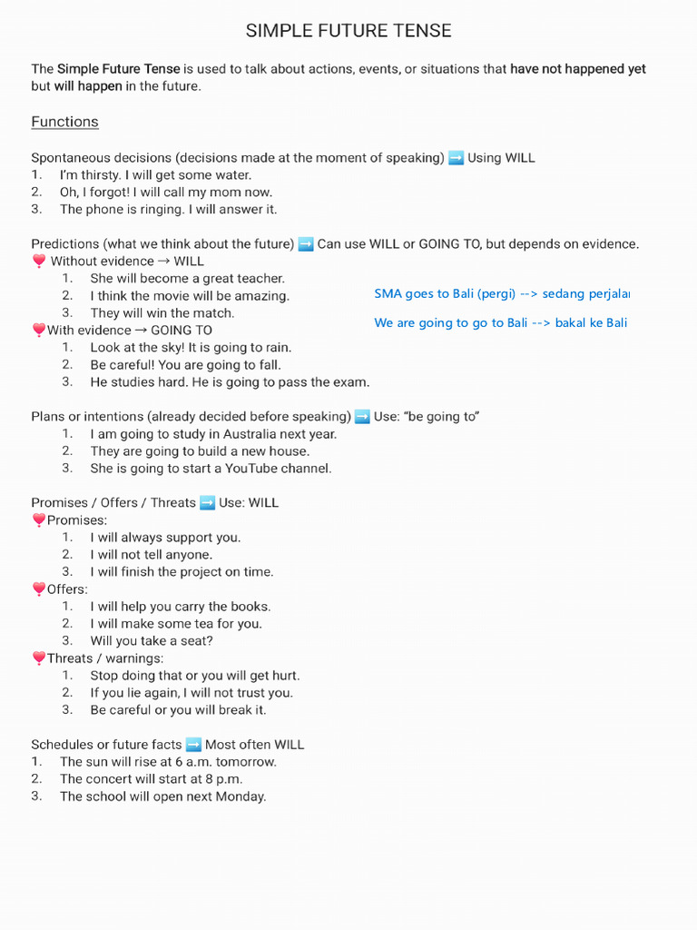 English Grammar: Future Tense Guide | PDF