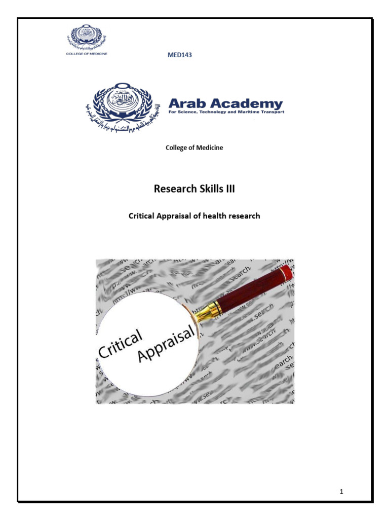 Critical Appraisal in Health Research | PDF | Relative Risk | Cohort Study