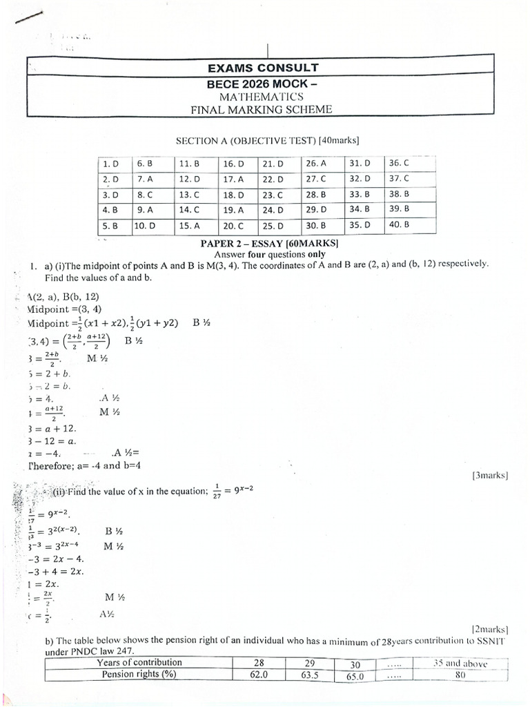 Maths Marking Scheme 260108 133259 | PDF