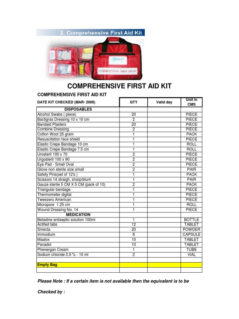 Essential Items in First Aid Kit | PDF | First Aid