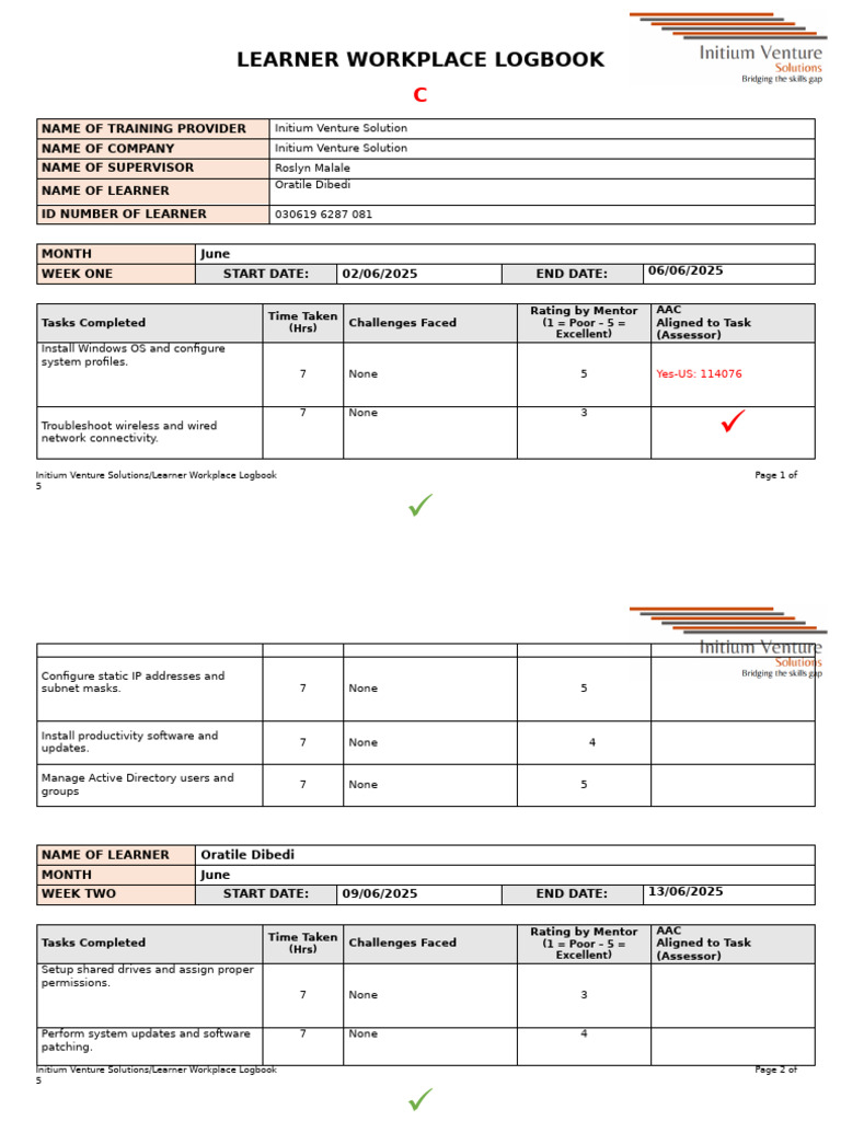Initium Venture Solutions Logbook | PDF | Microsoft Windows | System ...