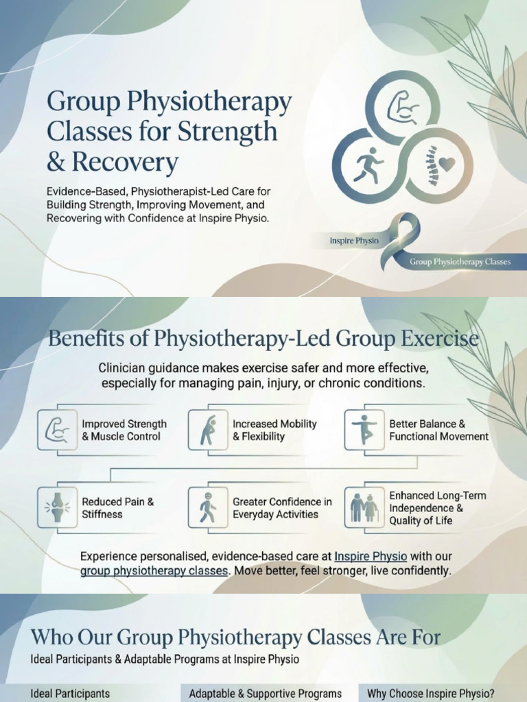 Group Physiotherapy Classes at Inspire Physio for Strength & Recovery | PDF
