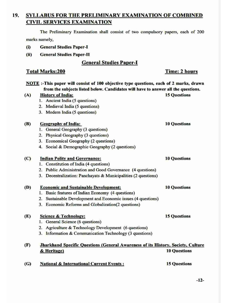 JPSC PT Syllabus | PDF