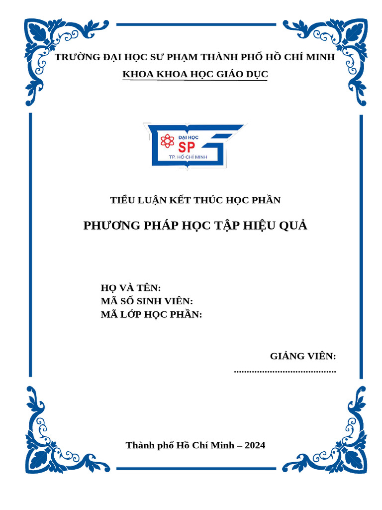 PPHTHQ - Huong Dan Thuc Hien Va Trang Bia Tieu Luan | PDF