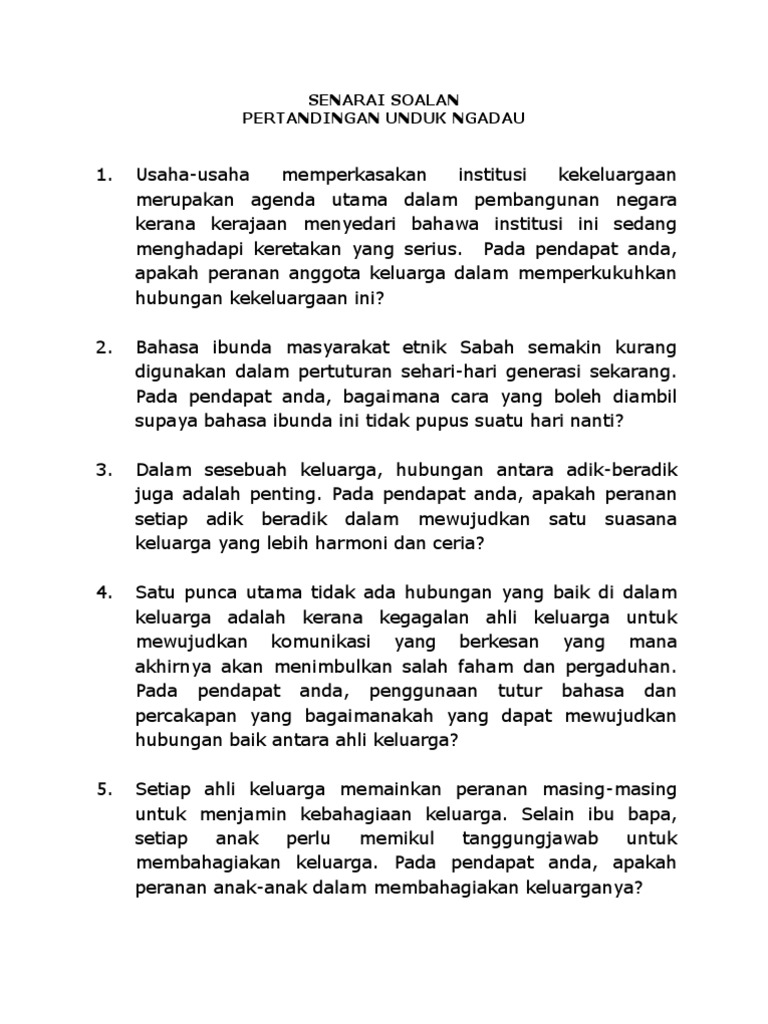 SOALAN UNDUK NGADAU