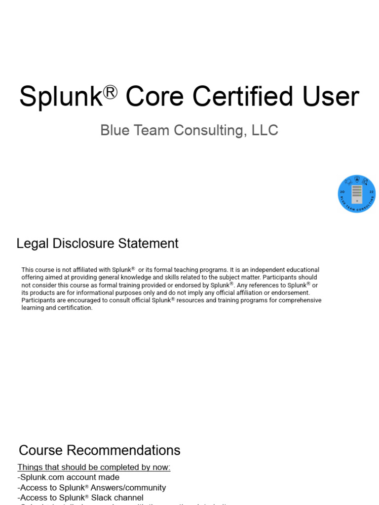 Splunk Core Certified User Course Guide | PDF | Mobile App | Data