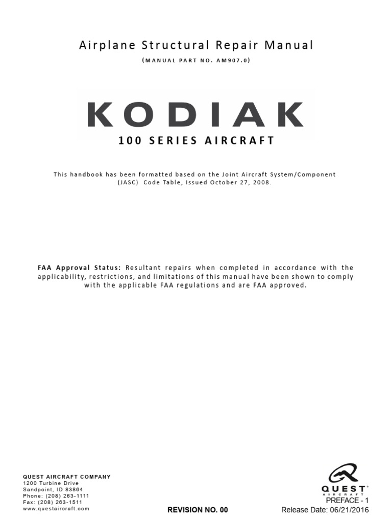 Kodiak 100 Structural Repair Manual | PDF | Aerospace | Aircraft