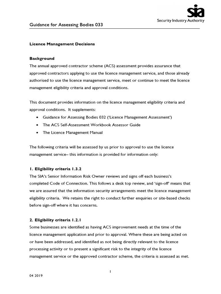sia-acs-g033-ab-licence-management | PDF | Risk | License
