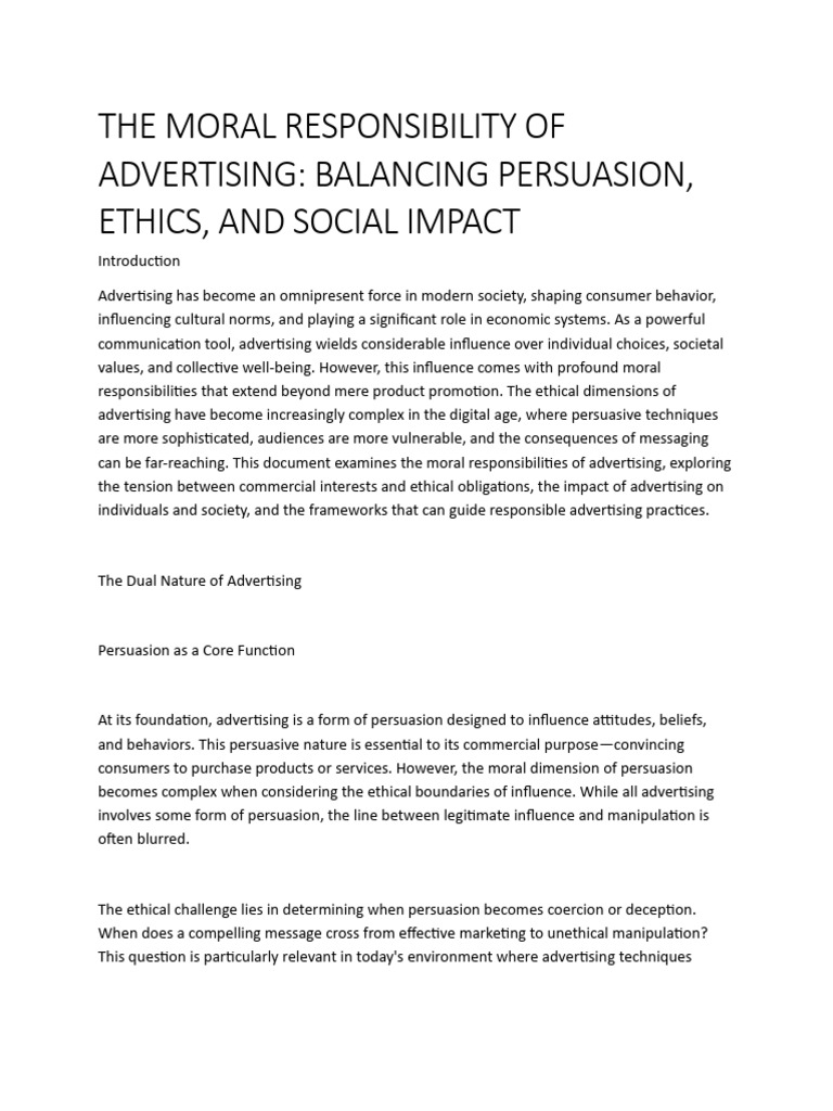 Ethical Advertising: Balancing Impact and Responsibility | PDF ...