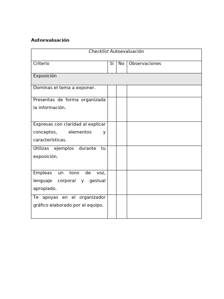 Formato Autoevaluación | PDF