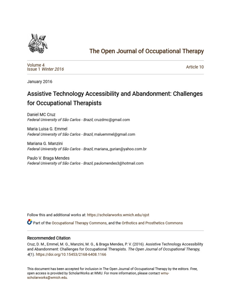 Assistive Technology Challenges in OT | PDF | Occupational Therapy ...