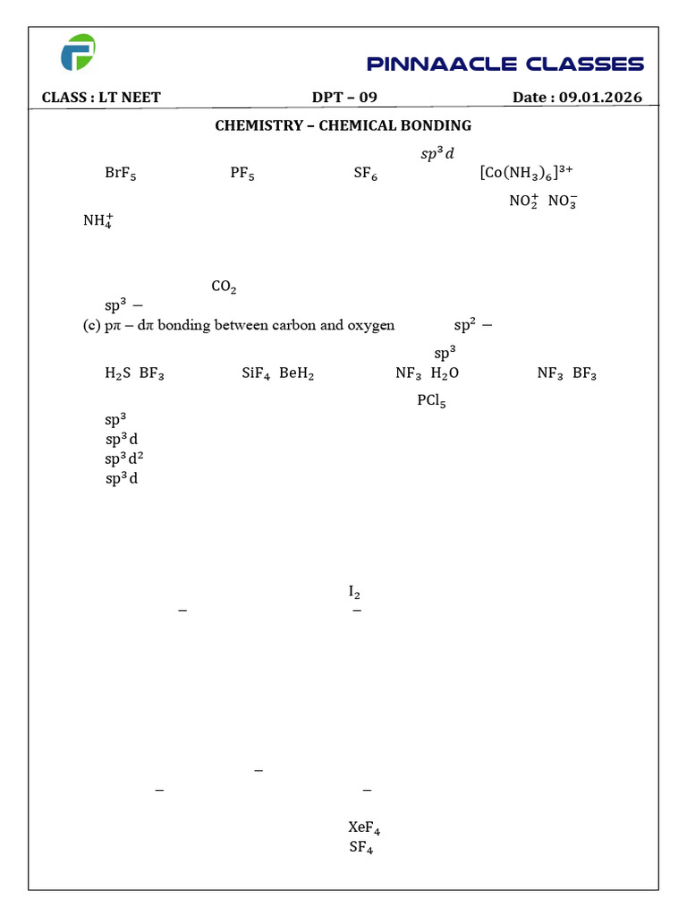 NEET Chemistry: Chemical Bonding Quiz | PDF | Chemical Bond | Atomic