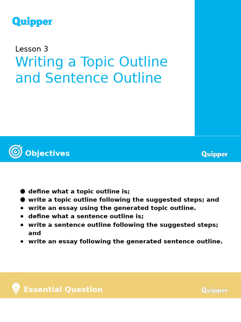 Lesson 2 Writing a Topic Outline and Sentence Outline 2 | PDF | Essays ...