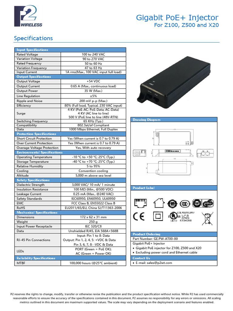 Gigabit PoE Injector | PDF | Alternating Current | Power Supply