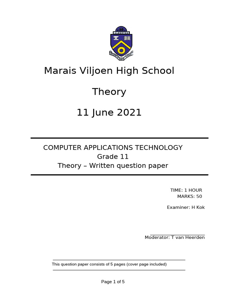 Grade 11 Computer Applications Exam | PDF | Computer Network | Spreadsheet