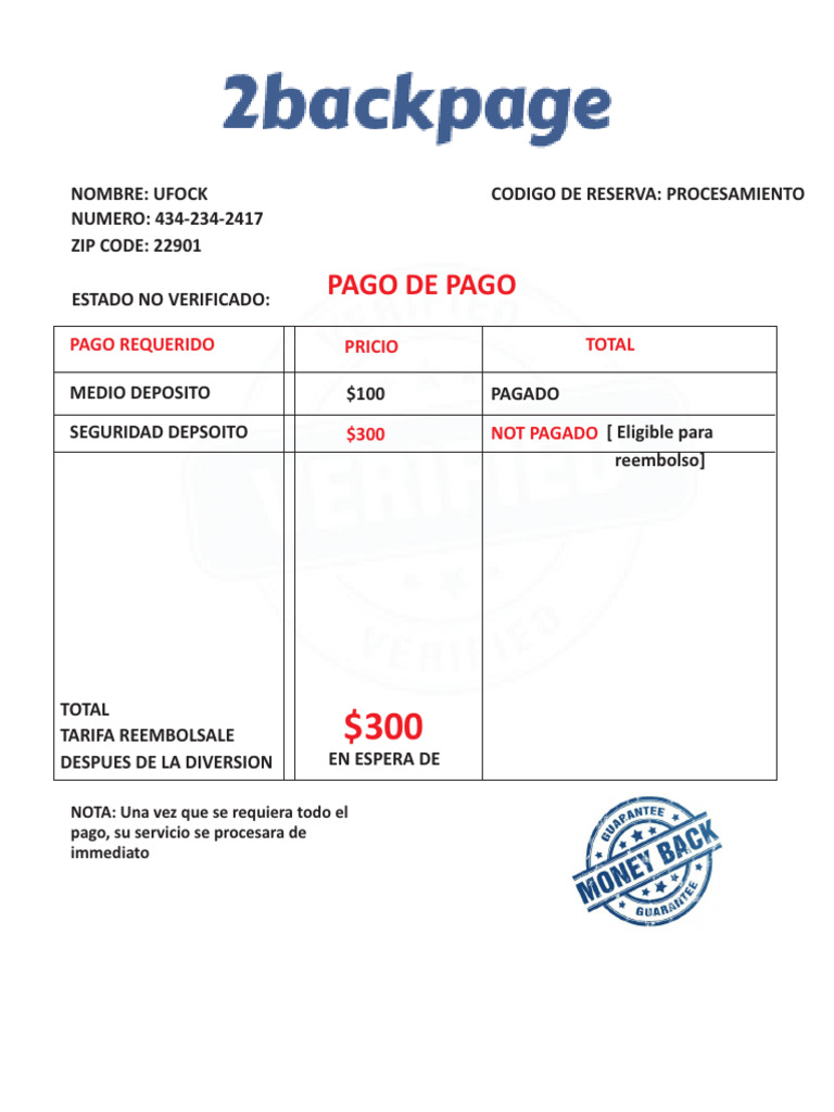 2backpage Ufock Boleta de Reserva | PDF