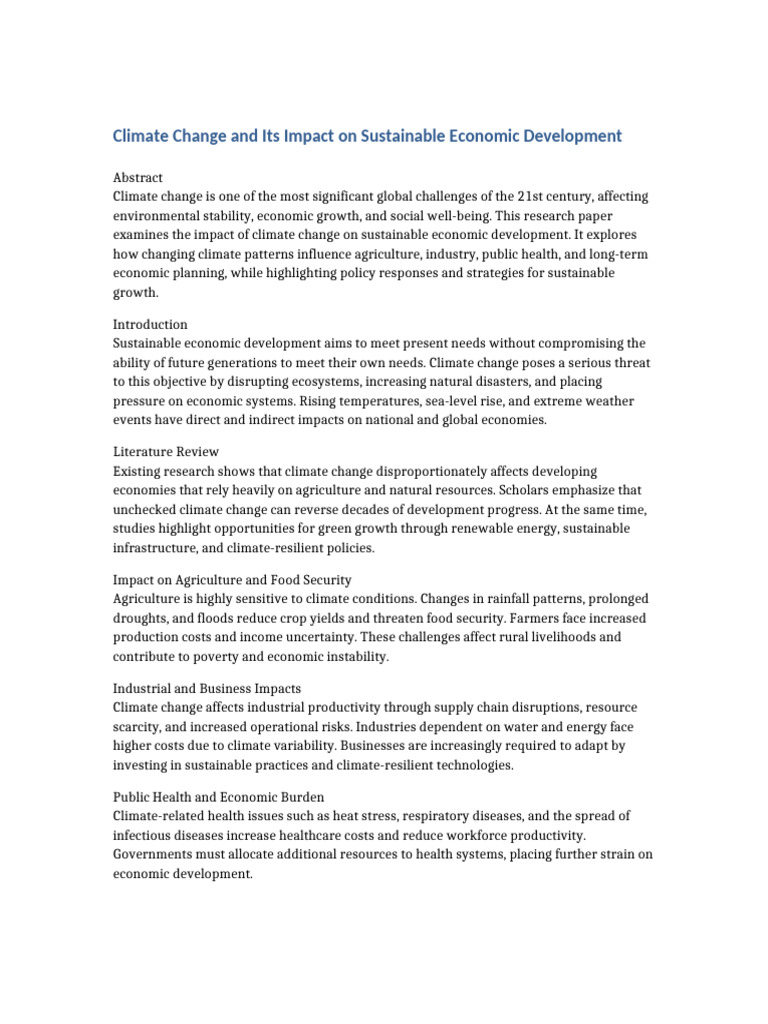 Climate Change's Impact on Economy | PDF | Climate Change | Climate ...