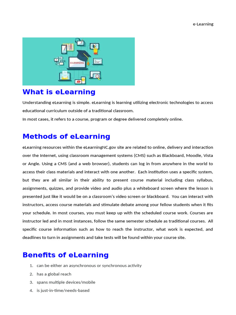 Understanding eLearning Methods and Benefits | PDF