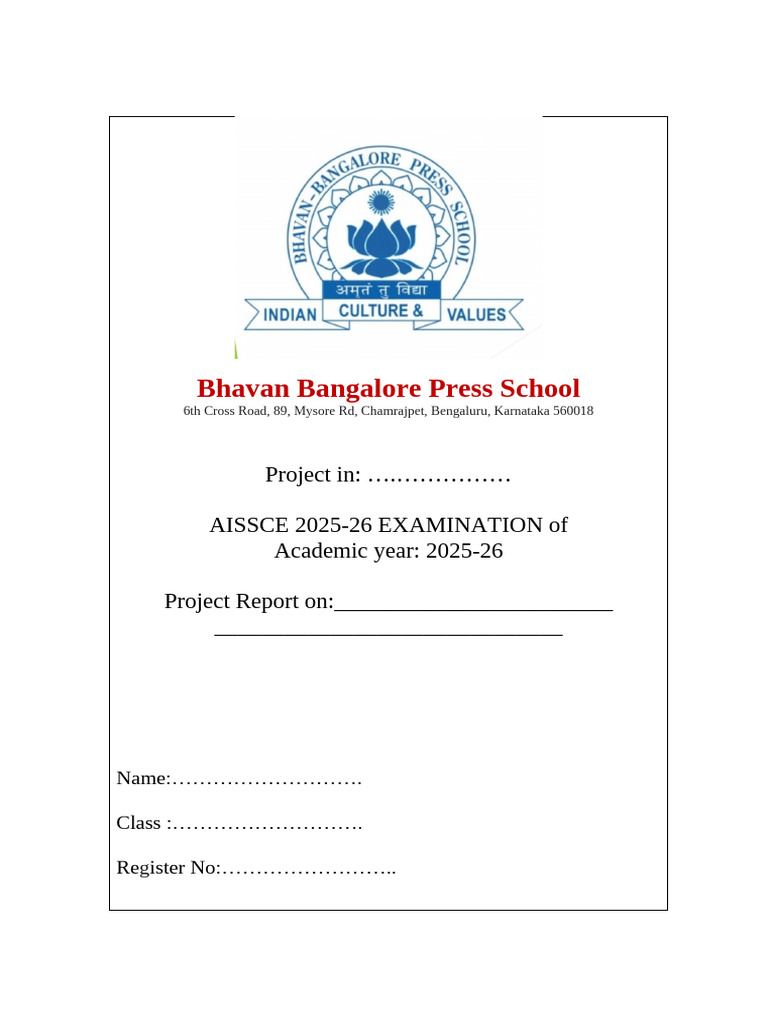 AISSCE 2025-26 Project Report Template | PDF