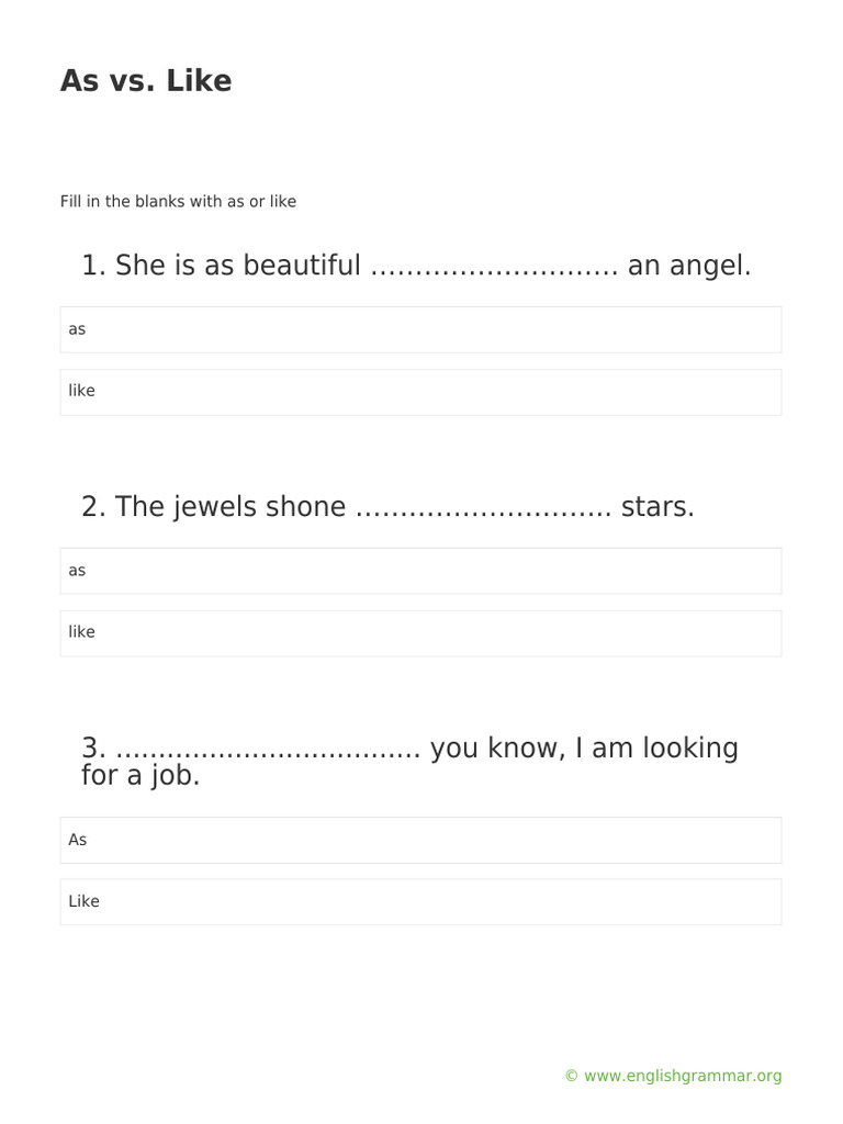 As vs. Like | PDF