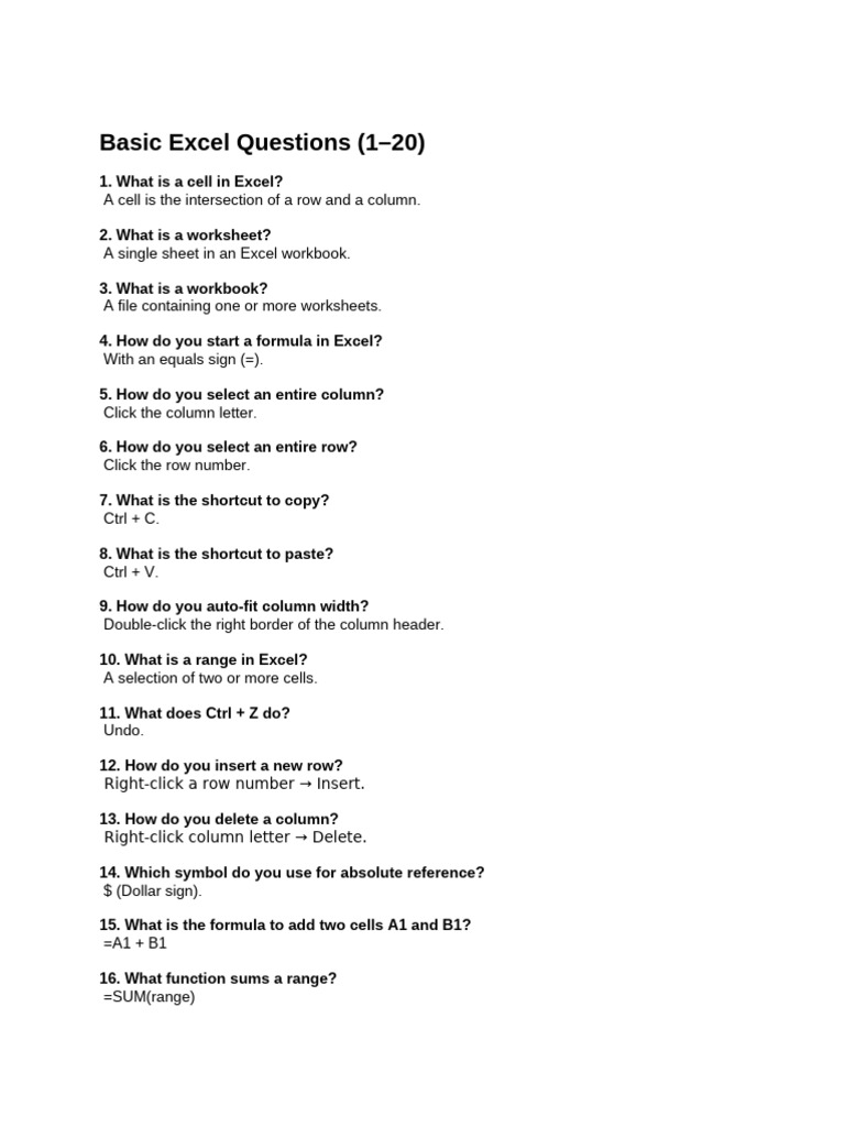 Essential Excel Questions and Answers | PDF | Microsoft Excel | Chart