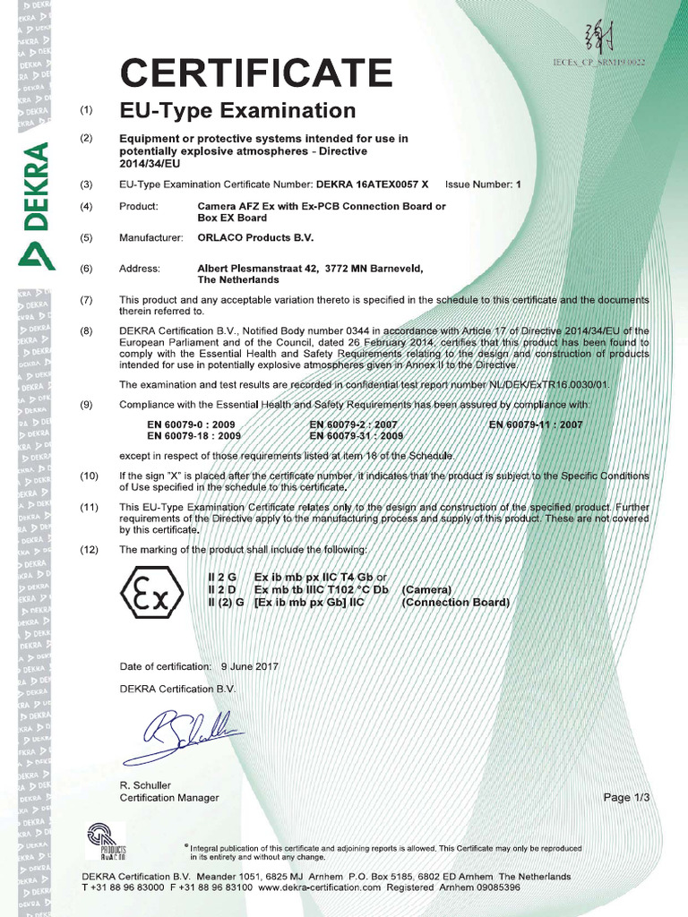 Dekra 16 Atex 0057 X | PDF