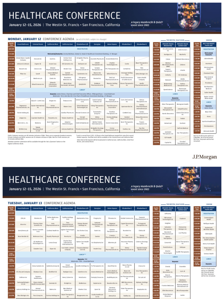 Healthcare Conference Agenda 2026 | PDF | Companies | Pharmaceutical ...