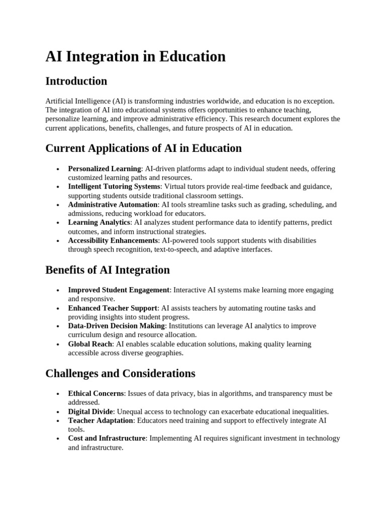 AI Integration in Education | PDF | Artificial Intelligence ...