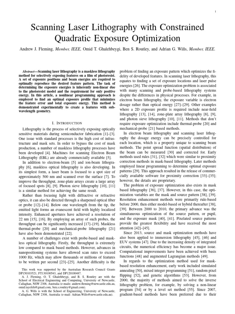 Laser Lithography Exposure Optimization | PDF | Photolithography | Optics