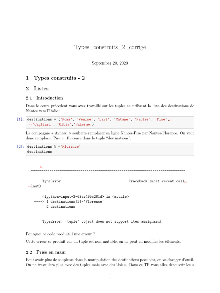 Introduction aux Listes en Python | PDF | Python (Langage de ...