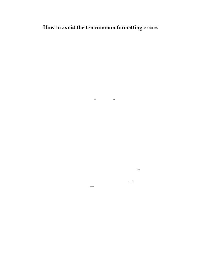 Ten Common Formatting Errors | PDF