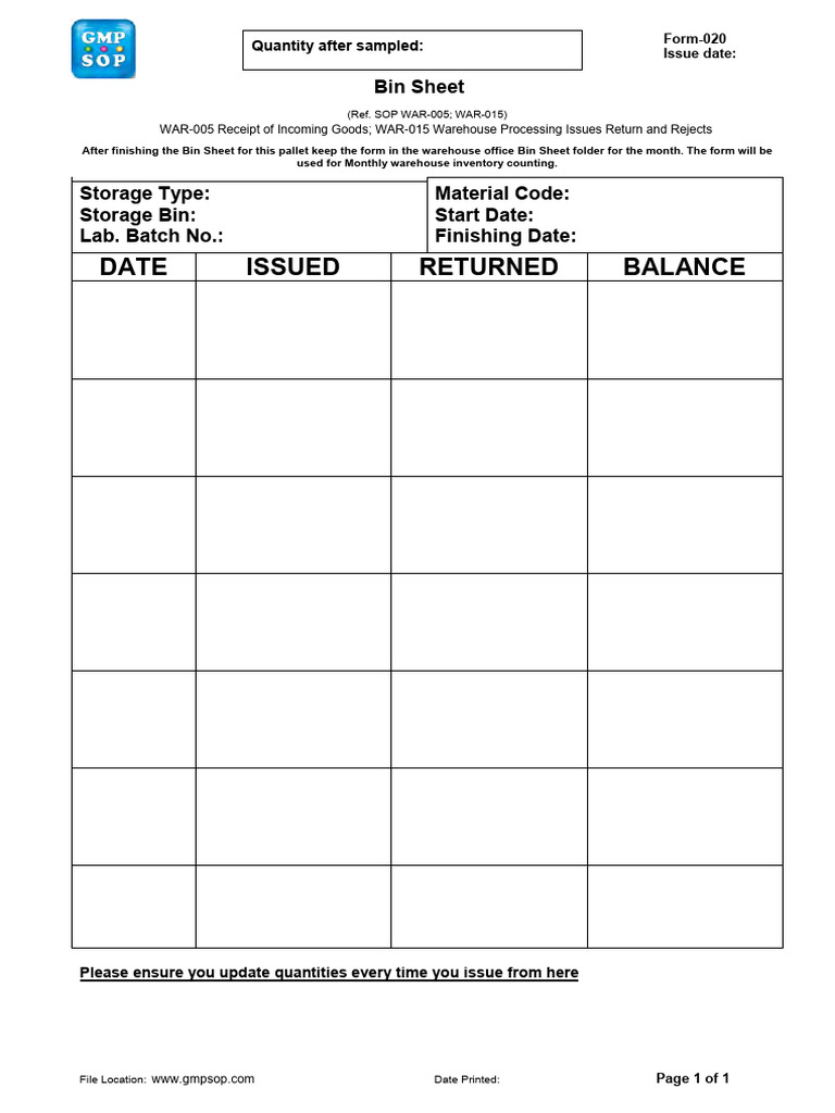 monthly-warehouse-bin-sheet-template-pdf