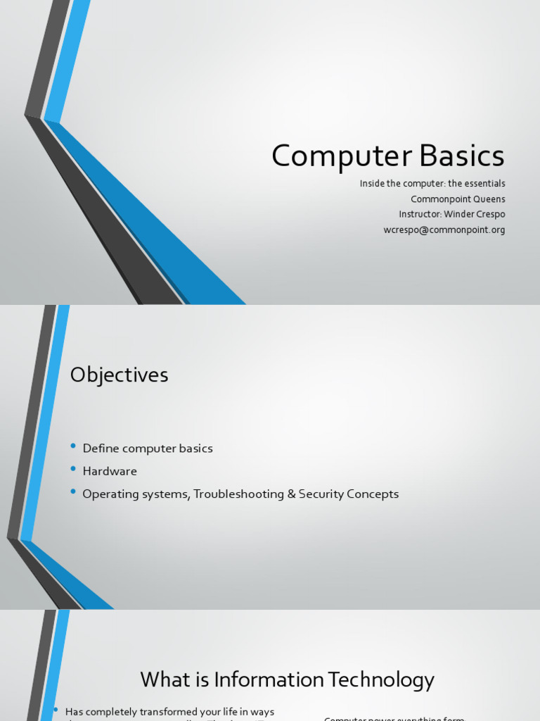 Computer Basics: Hardware & Concepts | PDF | Booting | Random Access Memory