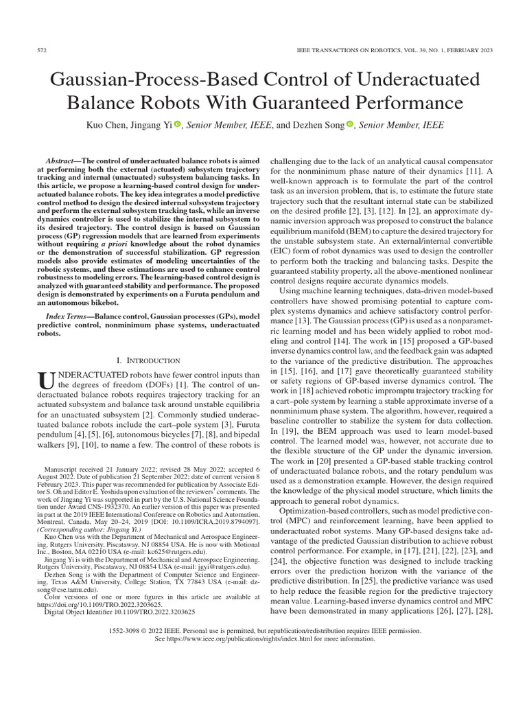 Gaussian Process Control for Balance Robots | PDF | Normal Distribution ...