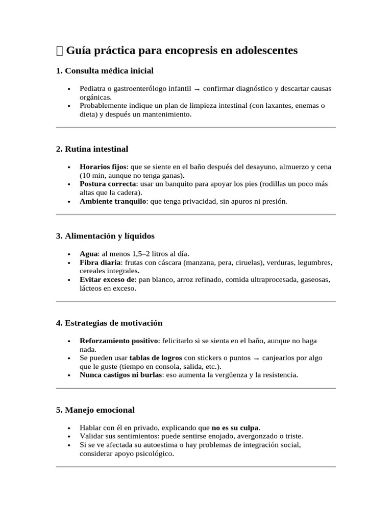 ? Guía Práctica para Encopresis en Adolescentes | PDF