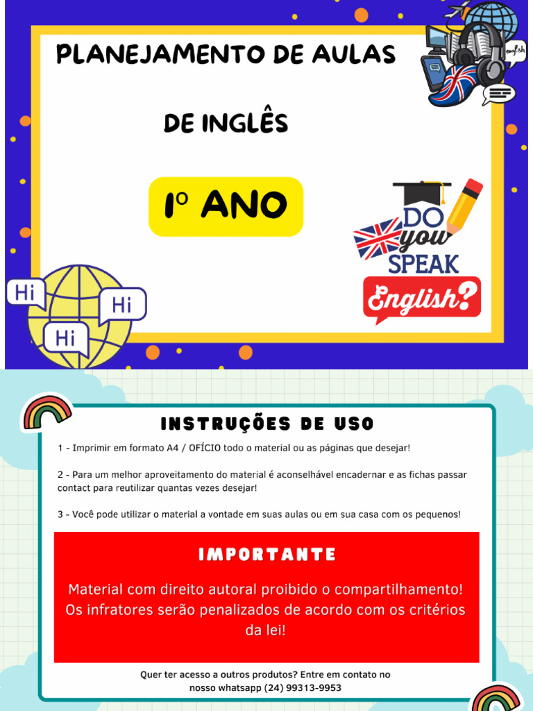 Planejamento Anual de Inglês - 1 Ano | PDF