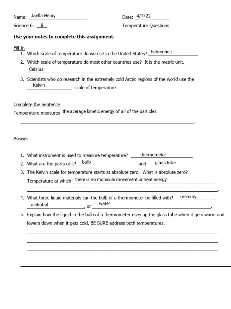 Jaella Henry :) - Temp Questions Ws.doc | PDF