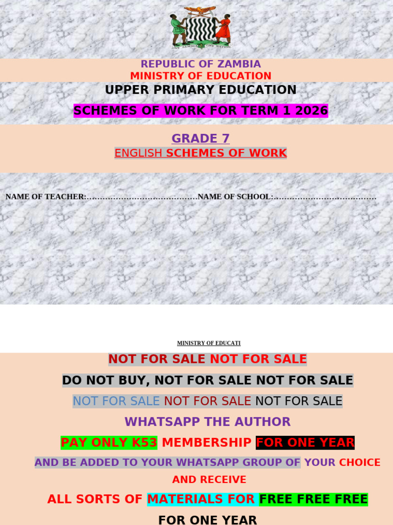 Grade 7 English Term 1 Schemes of Work | PDF | English Language ...