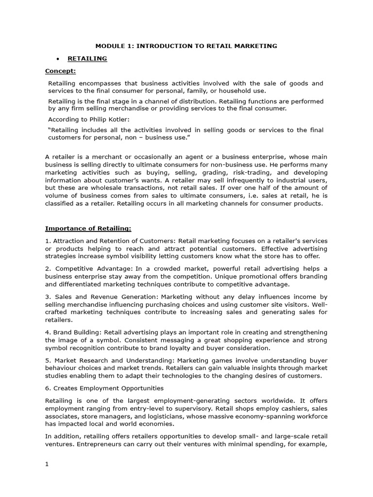 Retail Marketing: Key Concepts and Importance | PDF | Retail | E Commerce