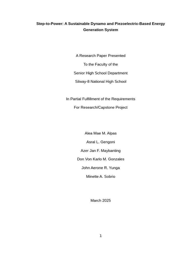 Step-to-Power: Footstep Energy System | PDF | Sustainable Energy ...