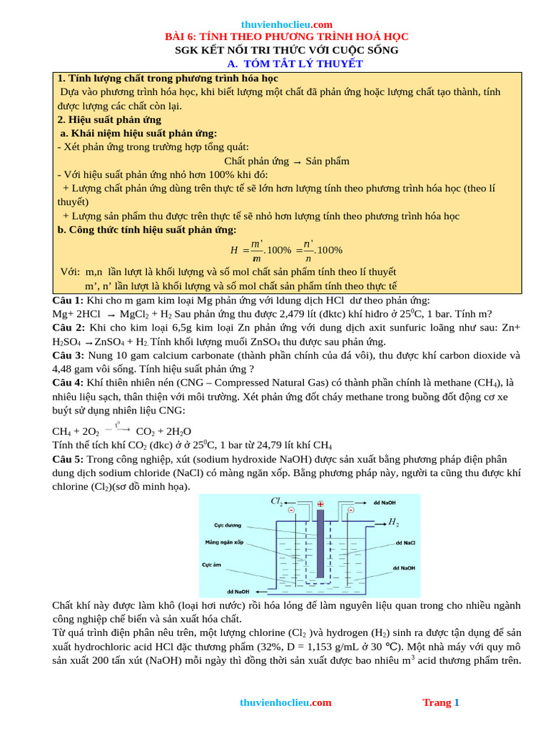 Khtn 8 Bài 6- Đề 1 | PDF