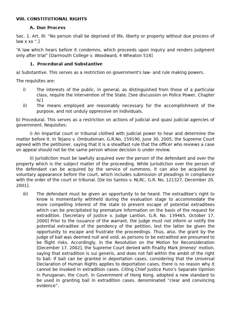 Constitutional Rights: Due Process & Equal Protection | PDF ...