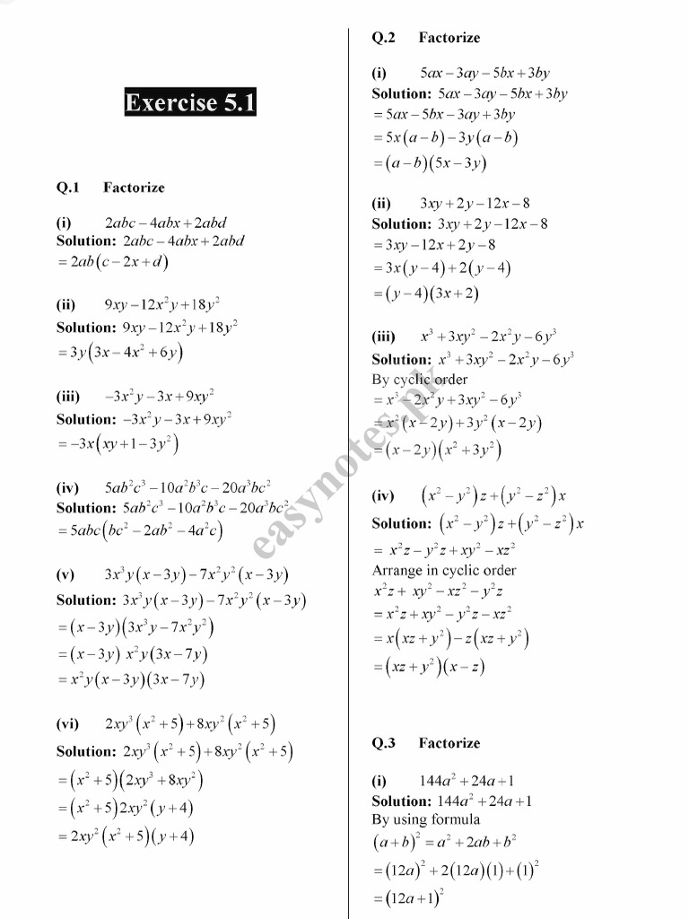 9th Class Math Notes Chapter 5 | PDF